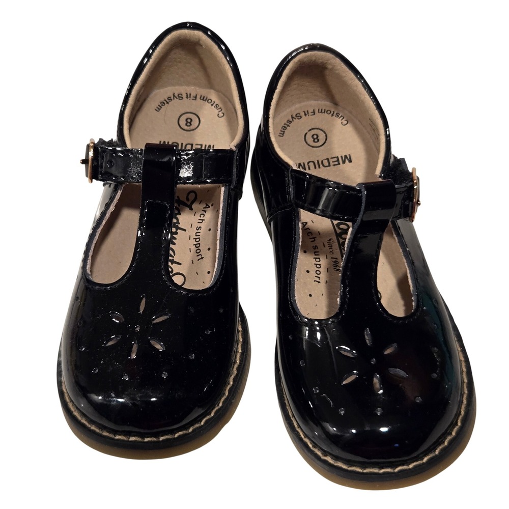 Footmates Black Patent Leather Mary Jane Shoes Girls Size 8 Medium‎ Arch Support